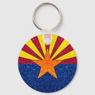 Glitter Arizona flag round keychain