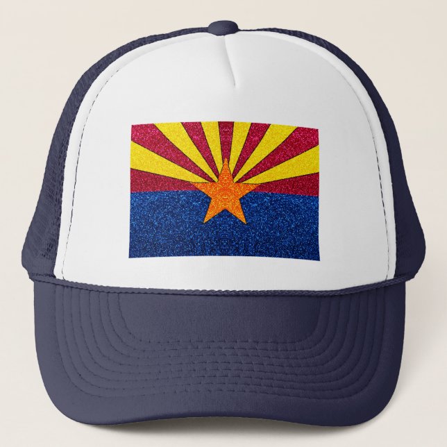 Glitter Arizona flag trucker hat (Front)