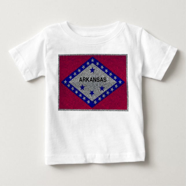 Glitter Arkansas flag baby tshirt (Front)