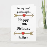 Glitter Arrow Heart 18th Birthday Granddaughter