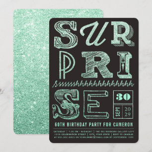 Glitter Art Deco Surprise Party Birthday Invite
