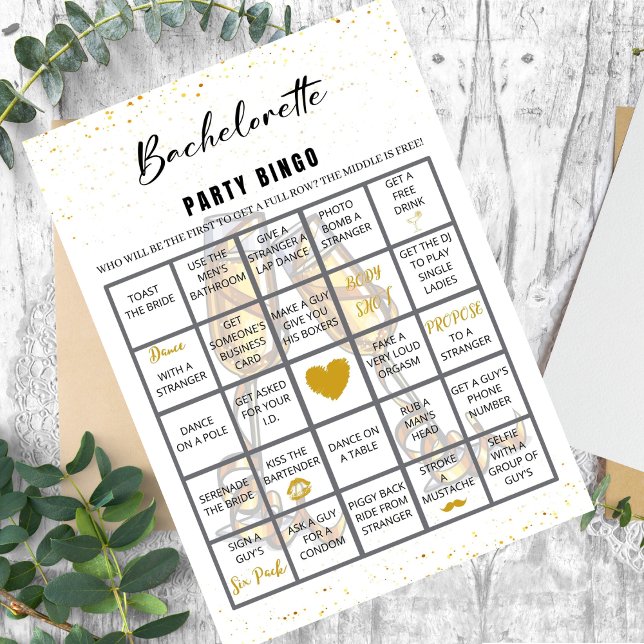 Glitter Bachelorette Bingo Party Game Challenge Invitation (Creator Uploaded)