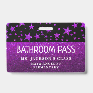 Glitter Back To School Stars Bathroom Hall Pass ID Badge