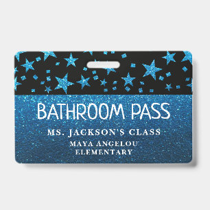 Glitter Back To School Stars Bathroom Hall Pass ID Badge