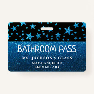 Glitter Back To School Stars Bathroom Hall Pass ID Badge