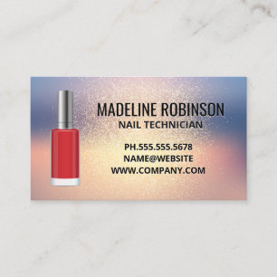 Glitter Background   Red Nail Polish Bottle Business Card