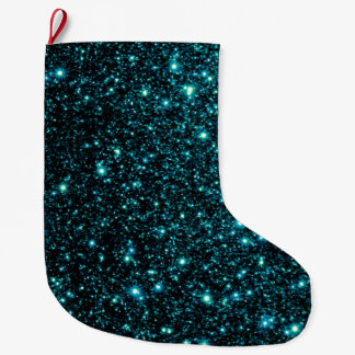 Glitter Background - Teal Large Christmas Stocking