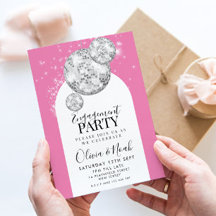 Glitter Ball Engagement Party Invitation