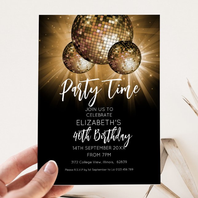 Glitter Ball Party Time Invitation (Creator Uploaded)