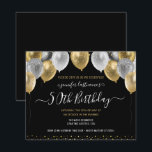 Glitter Balloons 50th Birthday Party Invitation<br><div class="desc">Elegant faux silver and gold glitter balloons on the top border. All text is adjustable and easy to change for your own party needs. Great elegant save the date birthday party template design.  any year,  age can be changed</div>