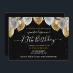 Glitter Balloons 70th Birthday Party Invitation<br><div class="desc">Elegant faux silver and gold glitter balloons on the top border. All text is adjustable and easy to change for your own party needs. Great elegant save the date birthday party template design.  any year,  age can be changed</div>