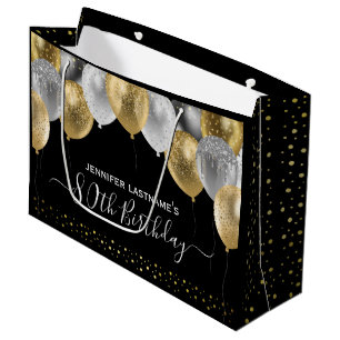 Glitter Balloons 80th Birthday Party Large Gift Bag