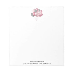 Glitter Balloons Pink and Silver Notepad