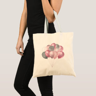  Glitter Balloons Pink and Silver Tote Bag