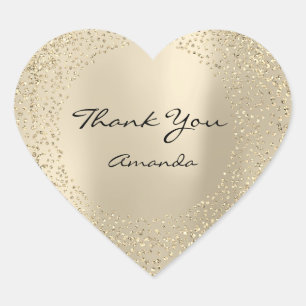 Glitter Beauty Name Bridal Heart Thank Champaigne Heart Sticker