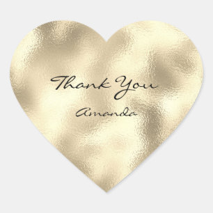 Glitter Beauty Name Bridal Heart Thank Gold Sticker