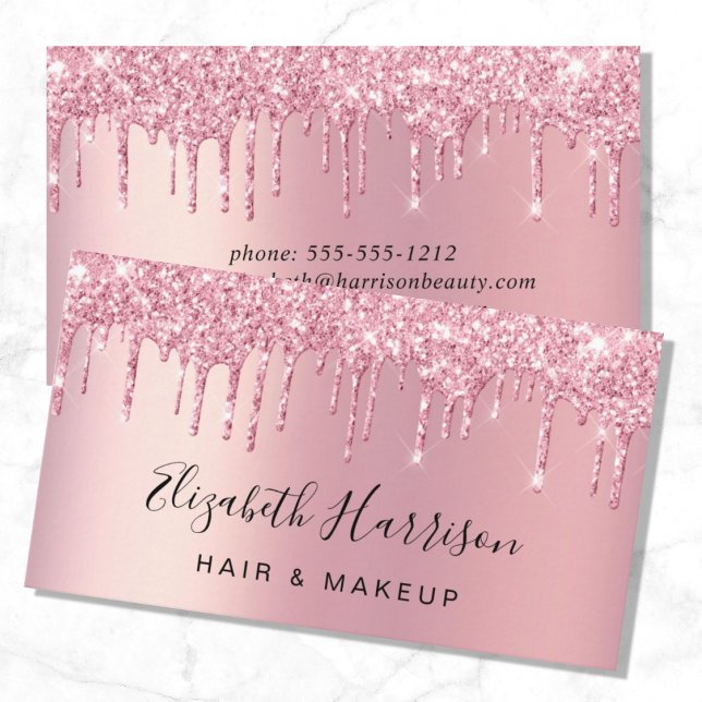 Glitter Beauty Pink Business Card (Make a lasting impression and convey a sense of sophistication and luxury)