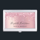 Glitter Beauty Pink Business Card Holder<br><div class="desc">Make a good impression with this chic business card case that features pink faux glitter and your name in a trendy script against a pink faux foil background. Perfect for makeup artists,  hair stylists and estheticians.</div>