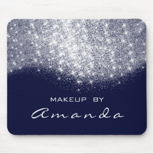 Glitter Beauty Studio Makeup Silver Blue Navy Name Mouse Pad