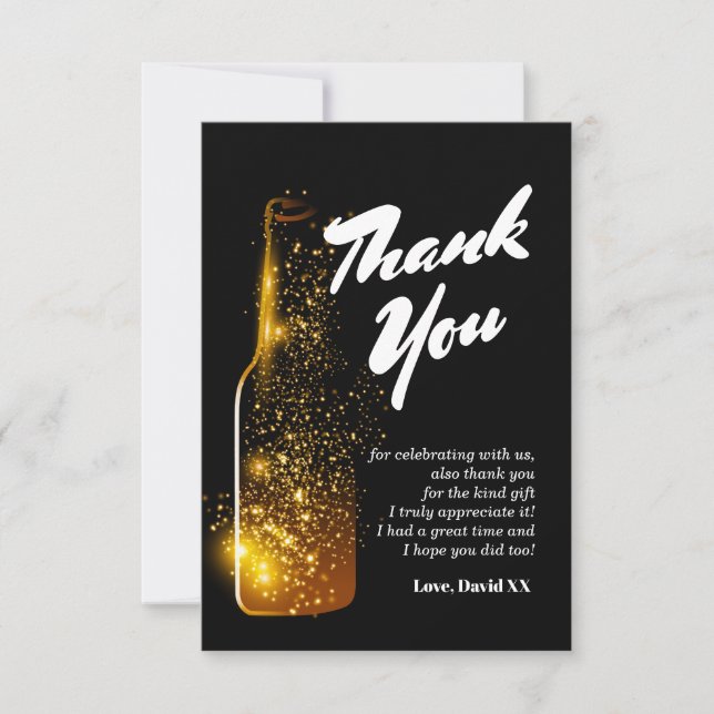 glitter, beer, wine, adult, thank you card (Front)