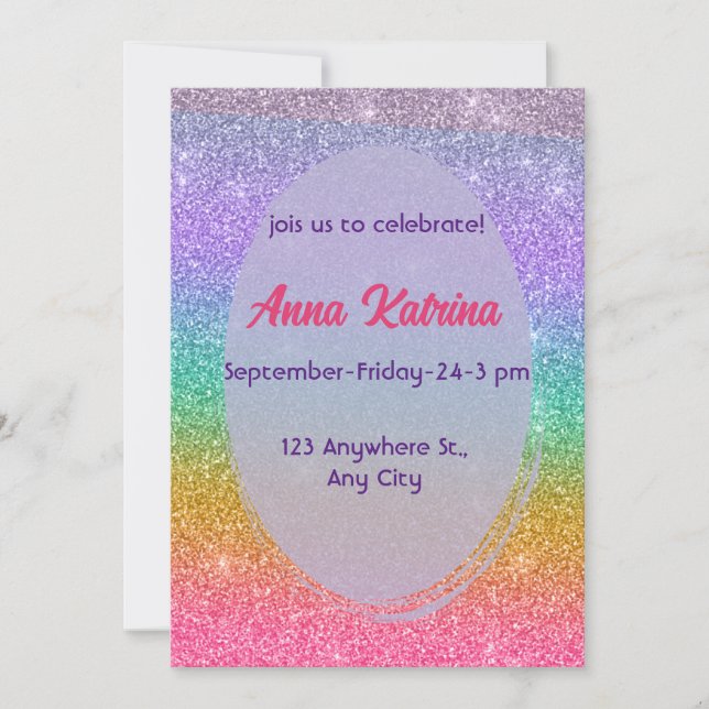 Glitter birthday invitation (Front)