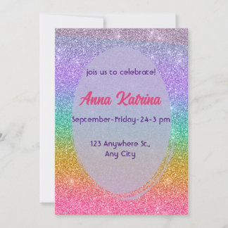 Glitter birthday invitation