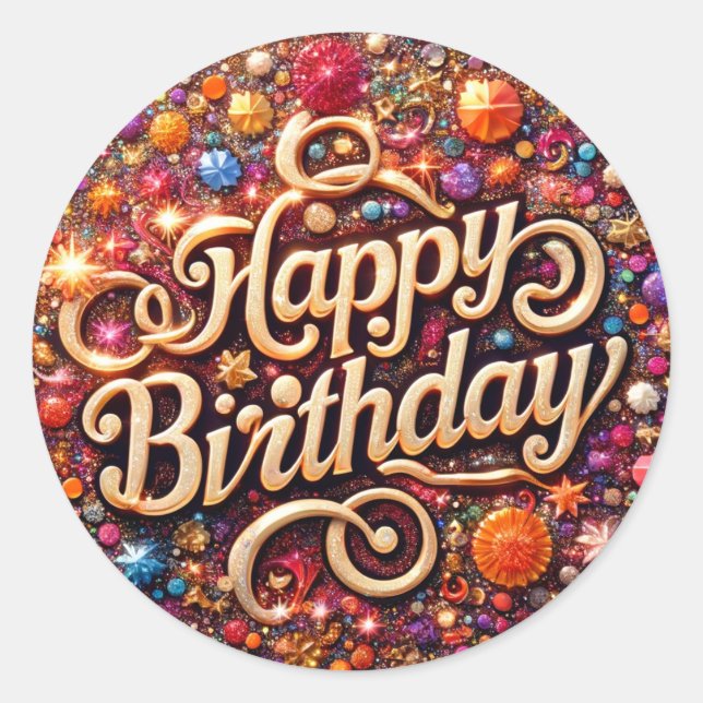Glitter Birthday sticker (Front)
