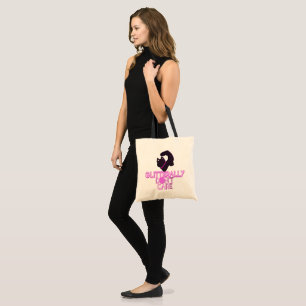 Glitter black cat don't care tote bag