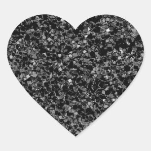 Glitter black heart sticker