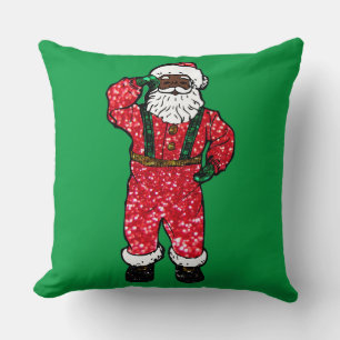 glitter black santa claus cushion