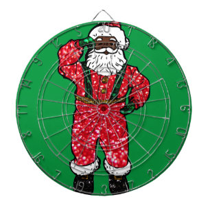 glitter black santa claus dartboard