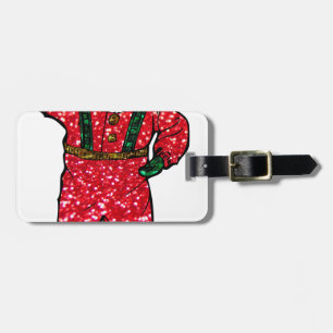 glitter black santa claus luggage tag