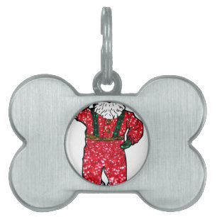 glitter black santa claus pet tag