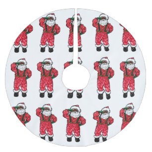 glitter black santa claus xmas tree skirt