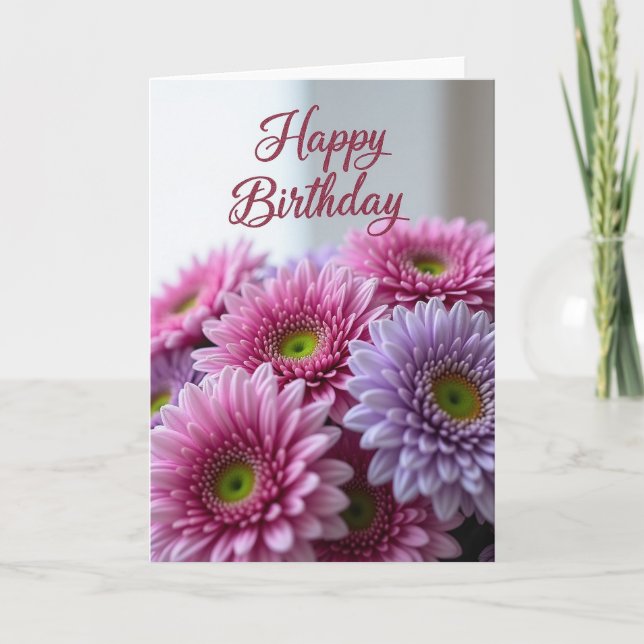 Glitter Blossom Birthday Card (Front)