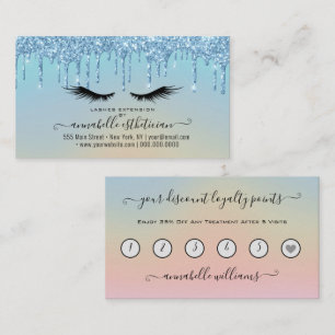 Glitter Blue Eyelash Extension Loyalty   Business Card