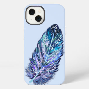 Glitter Blue Feather iPhone Case