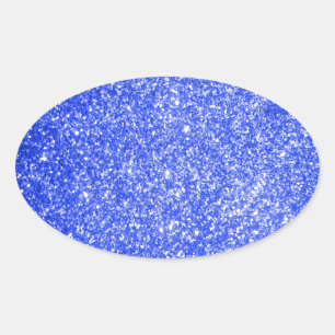 Glitter Blue Oval Sticker