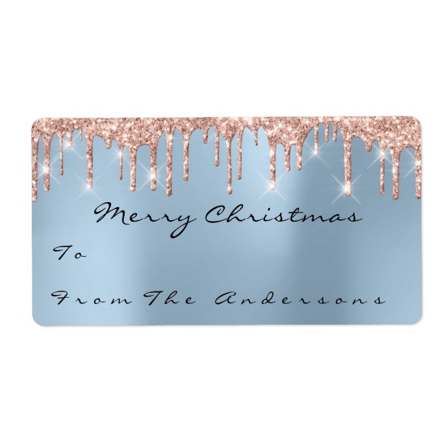 Glitter Blue Rose Gold Holidays Christmas Season (Front)