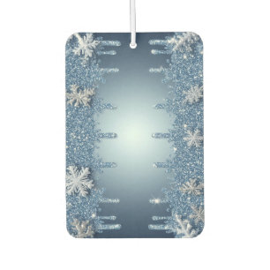 Glitter Blue Snowflake Frame With Icicles Car Air Freshener