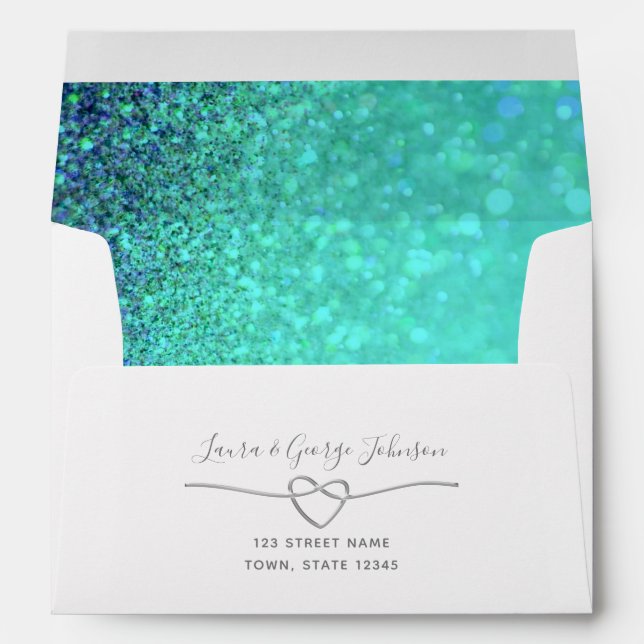 Glitter Blue Wedding Return Address 5x7 Envelope (Back (Bottom))