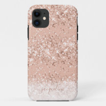 Glitter Blush Pink Rose Gold Monogram