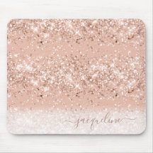 Glitter Blush Pink Rose Gold Monogram