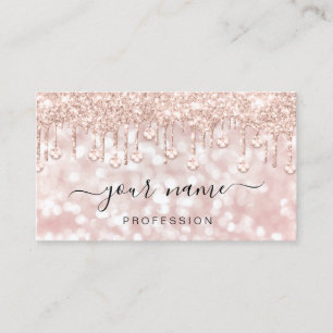 Glitter  Blush Rose  Drips Makeup Artist Business Card