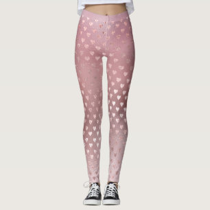 Glitter Blush Small Hearts Pink Rose Gold Sparkly Leggings