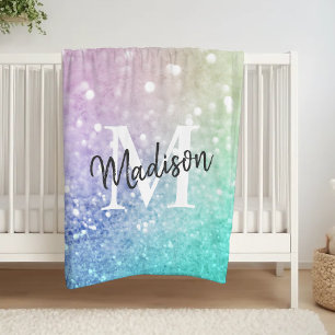 Glitter Bokeh Glamourous Elegant Fleece Blanket