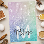 Glitter Bokeh Glamourous Elegant Tea Towel<br><div class="desc">Easily personalise this elegant colourful bokeh glitter pattern with your custom name and/or monogram.</div>