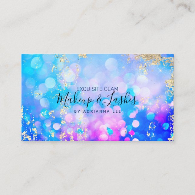  Glitter Bokeh MUA Beauty Salon Makeup Artist Busi Business Card (Front)