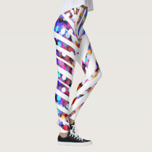 Glitter Bokeh Palm Tree Leaf Patterns Colourful Leggings