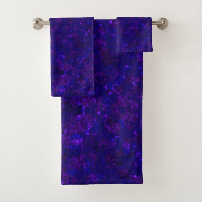 Glitter bokeh sparkle print bath towel set (Insitu)